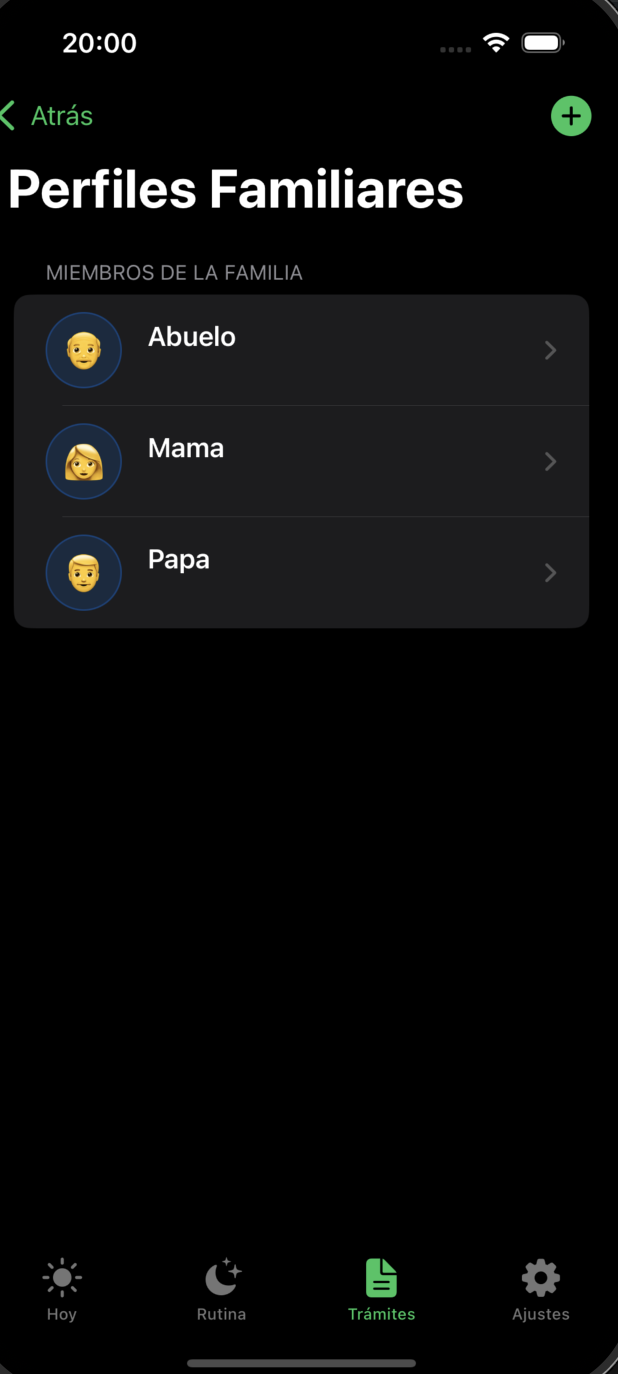 Perfiles familiares de Recuerda Tus Trámites